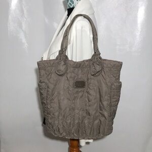 Marc by Marc Jacobs Taupe Nylon Tote Shoulder Embroidered Taupe Quilted Purse